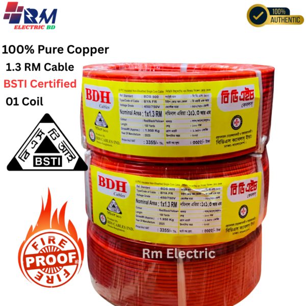 STI approved 1.3 RM copper cable with FR PVC – ideal for residential electric installation