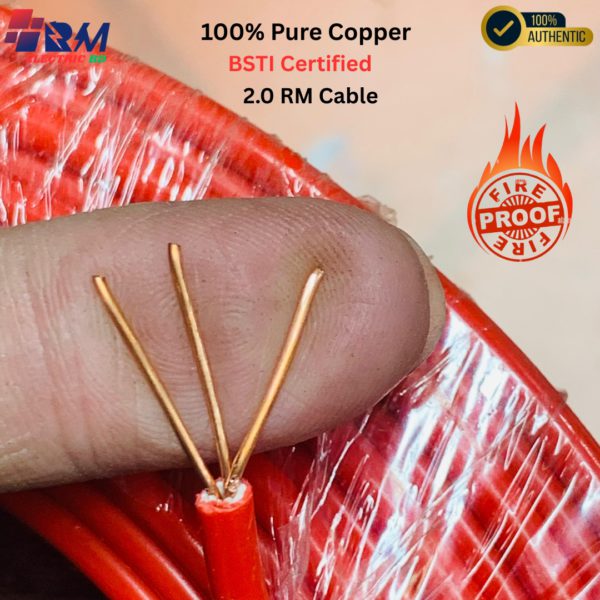 BSTI Approved House Wiring Copper Wire 2.0 RM Fireproof Coil red and black