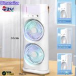 Multifunctional air cooler with built-in battery, water mist sprayer, and night light mode