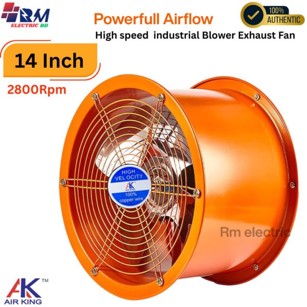 14 inch high speed industrial exhaust fan with copper motor