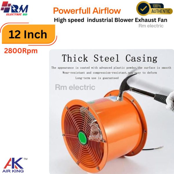 Durable 12 inch exhaust fan with anti-oil and anti-dust design