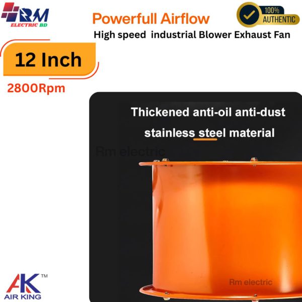 12 inch round steel body ventilation fan for commercial spaces rmelectricbd