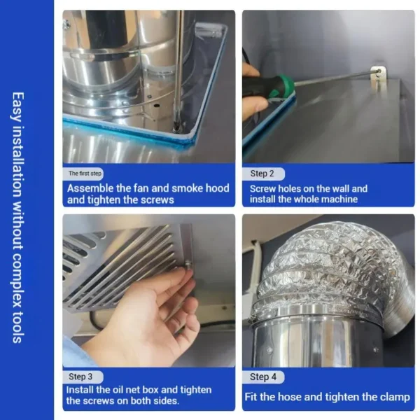 Locking Clamp and Fitting Screws for Kitchen Hood Installation